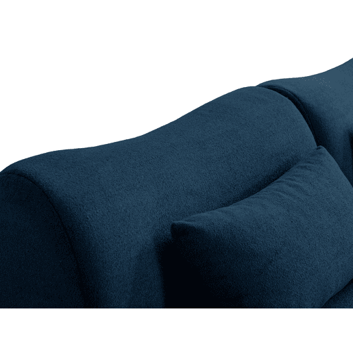 Sofá de canto modular de 4 lugares, tecido bouclé na cor azul profundo