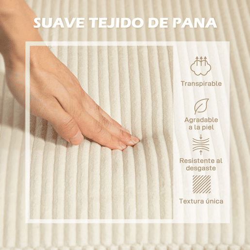 HOMCOM Sofá Chaise Longue Sofá de 3 Lugares em L Estofado em Veludo Assento e Encosto Almofadados para Sala de Estar Escritório 214x134x87 cm Bege
