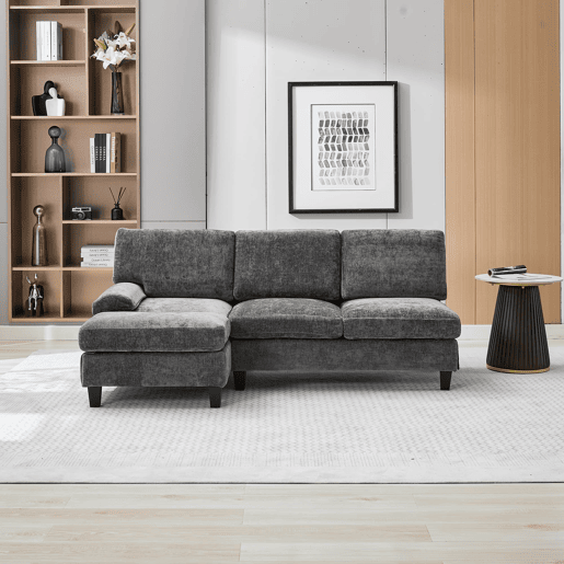 Sofá de 3 lugares 194x118x81 cm - Lateral, cama e lounge, para sala e quarto - Cinza