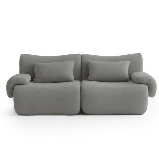 Sofá modular de 2 lugares, tecido bouclé na cor cinza nuvem