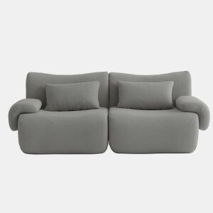 Sofá modular de 2 lugares, tecido bouclé na cor cinza nuvem