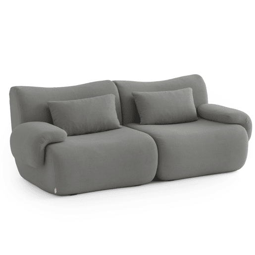 Sofá modular de 2 lugares, tecido bouclé na cor cinza nuvem