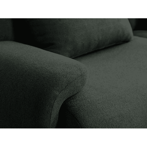 Sofá de canto modular de 4 lugares com chaise longue, tecido bouclé na cor verde floresta