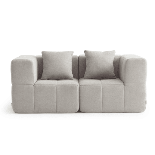 Sofá modular de 2 lugares, tecido bouclé na cor bege pedra