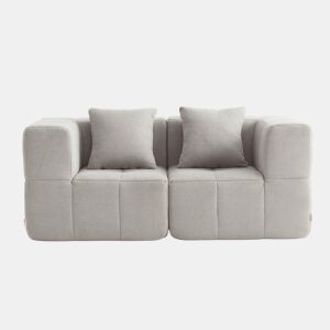 Sofá modular de 2 lugares, tecido bouclé na cor bege pedra