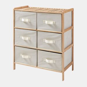 Cómoda Maldon 6 gavetas em tecido bambu 79x66x35cm naturalbege en.casa