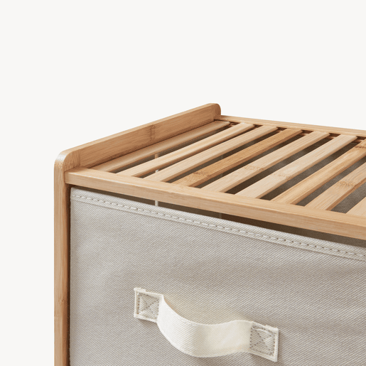 Cómoda Maldon 6 gavetas em tecido bambu 79x66x35cm naturalbege en.casa