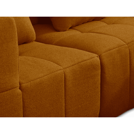 Sofá de canto modular de 4 lugares com chaise longue, tecido bouclé na cor marrom canela