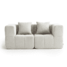 Sofá modular de 2 lugares, tecido bouclé na cor bege creme