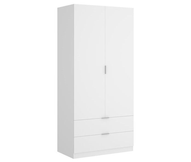Armario essen 2 puertas abatibles con 2 cajones blanco 184x81x52 cm
