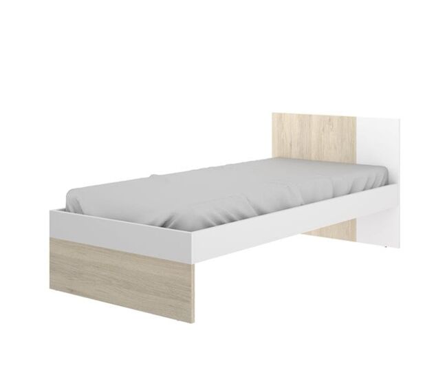 Estructura de cama dina con cabecero blanco/natural 79x96x195 cm