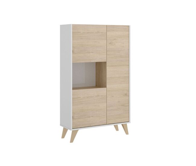 Aparador ness 3 puertas con compartimento blanco/natural 135x81x43 cm