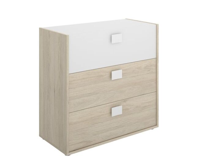 Cómoda Dina 3 cajones natural/blanco 79x81x40 cm
