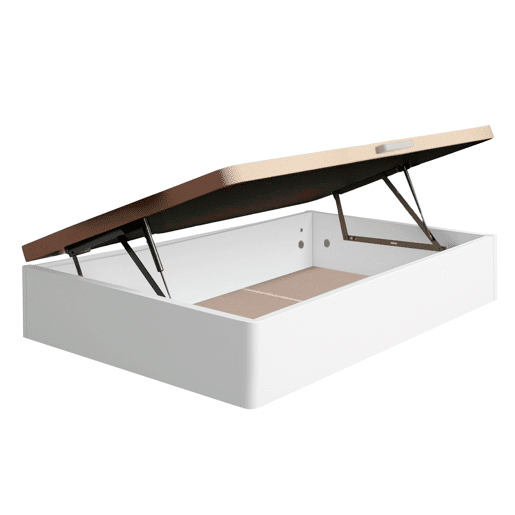 Sofá-cama Reo White de 150x190 cm com abertura lateral, base estofada em melamina, altura interna de 30 cm, altura total de 36 cm, 2 suportes de canto.
