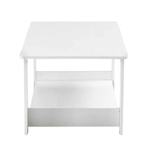 Mesa auxiliar moderna 110x55x42 cm - 2 níveis de armazenamento - Branco madeira