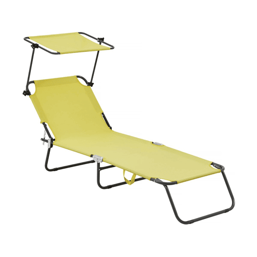 Espreguiçadeira dobrável Lazy - Com guarda-sol - Amarelo
