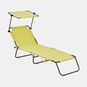 Espreguiçadeira dobrável Lazy - Com guarda-sol - Amarelo