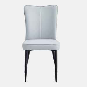 Cadeiras de sala de jantar 2 unidades - modernas, PU, 89 cm, pernas metálicas - Preto, Cinza Claro