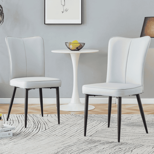 Cadeiras de sala de jantar 2 unidades - modernas, PU, 89 cm, pernas metálicas - Preto, Cinza Claro