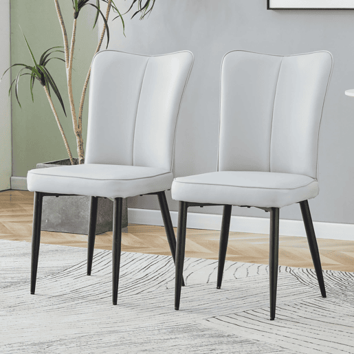 Cadeiras de sala de jantar 2 unidades - modernas, PU, 89 cm, pernas metálicas - Preto, Cinza Claro