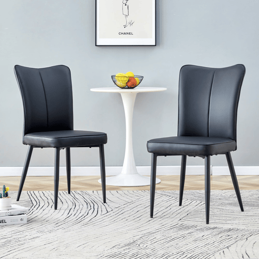 Cadeiras de sala de jantar 2 unidades 89 cm - design moderno em PU - preto