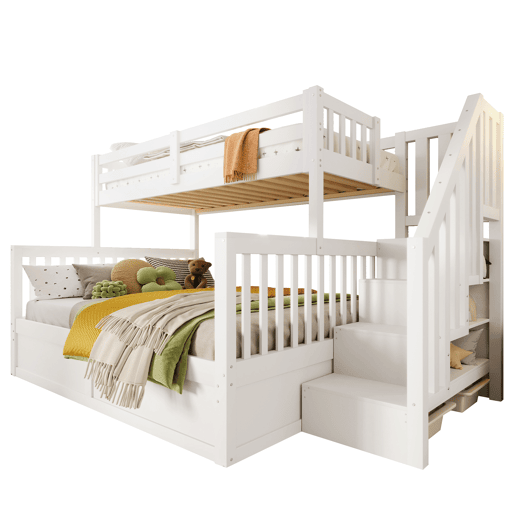 Beliche 90x200+140x200 - hidráulico com escada e arrumação - branco