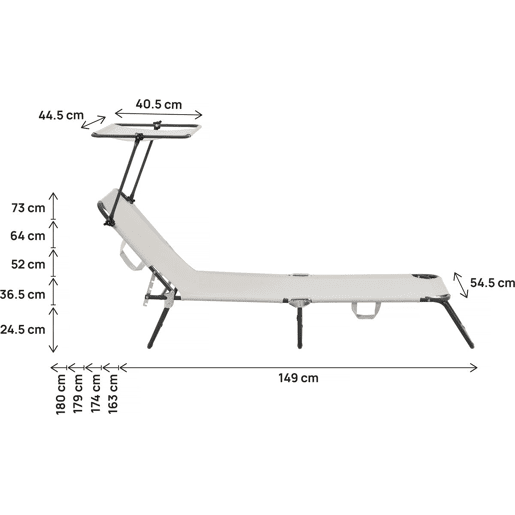 Conjunto de 2 espreguiçadeiras dobráveis Lazy - Com guarda-sol - Bege