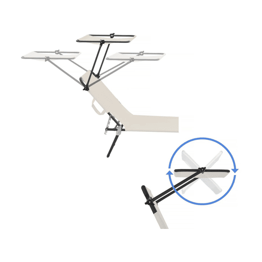 Conjunto de 2 espreguiçadeiras dobráveis Lazy - Com guarda-sol - Bege