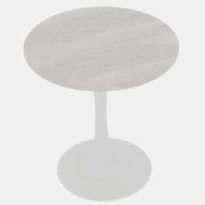 Mesa de café 70 cm - estilo moderno de meados do século, tampo redondo em mármore - branco