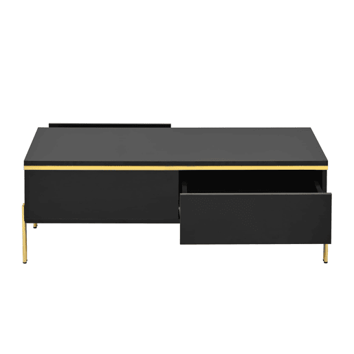 Mesa de centro 100x50x36 cm - moderna, multifuncional, alto brilho - preta