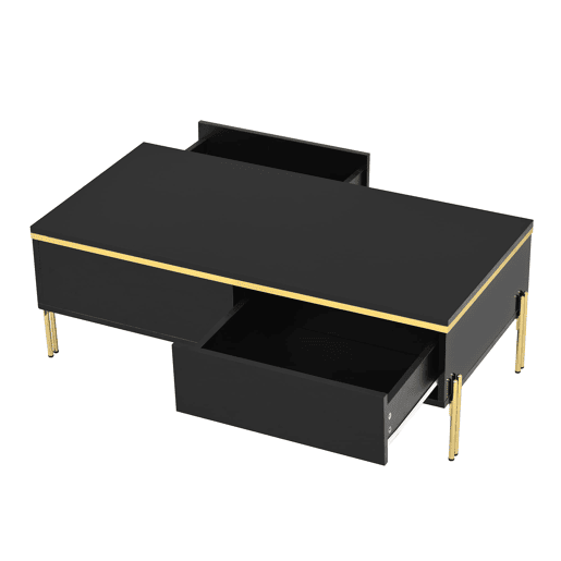 Mesa de centro 100x50x36 cm - moderna, multifuncional, alto brilho - preta