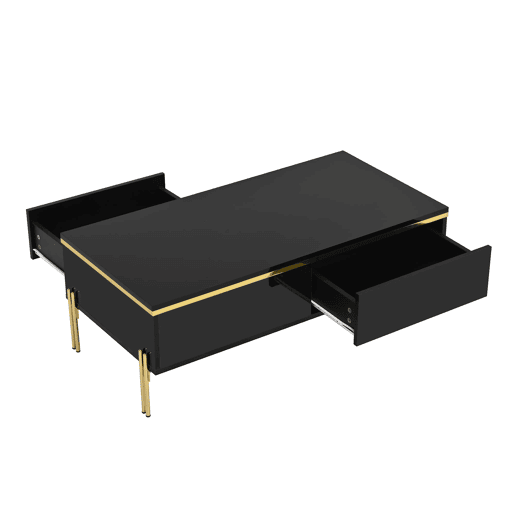 Mesa de centro 100x50x36 cm - moderna, multifuncional, alto brilho - preta