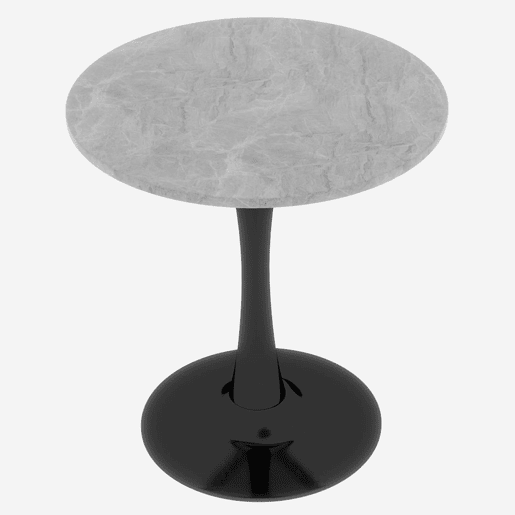 Mesa de centro 70 cm - estilo moderno de meados do século, tampo redondo em mármore - Preto+Cinza