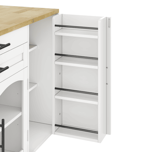 Ilha de cozinha móvel 120x4570x90 cm - dobrável, carrinho com rodas e arrumação - branco
