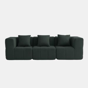Sofá modular de 3 lugares, tecido bouclé na cor verde floresta