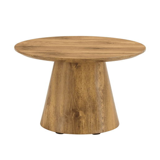 Mesa de café redonda 60 cm - MDF com acabamento em madeira, ideal para sala de estar e varanda - Natural