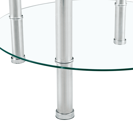 Mesa de centro com 2 níveis - Moderna, espaçosa e elegante - Prateada e transparente