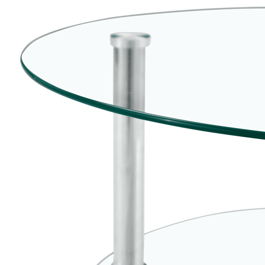 Mesa de centro com 2 níveis - Moderna, espaçosa e elegante - Prateada e transparente
