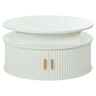 Mesa de centro elevável 75x75x52 cm - LED, redonda com arrumação oculta - branca
