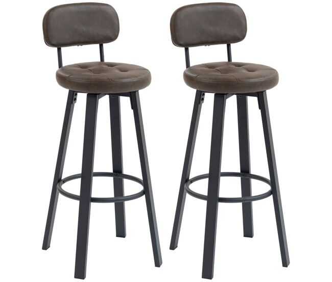 Taburetes de Bar PU, Metal HOMCOM, hogar - cocina