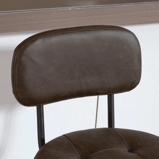 HOMCOM Conjunto de 2 Bancos de Bar Bancos Altos de Cozinha Giratórios Estofados em PU com Encosto Estrutura de Metal Apoio para os Pés Assento a 76,5 cm de Altura Castanho Escuro