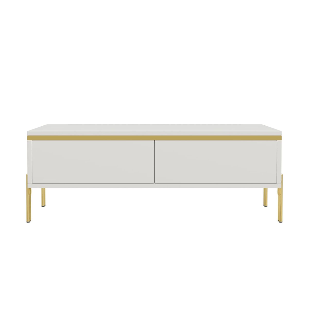 mesa de centro 100x50x36 cm - moderno multifuncional alto brillo - blanco
