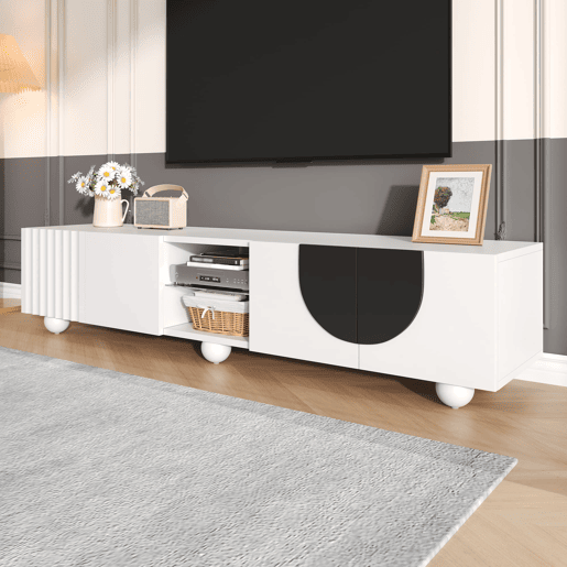 Móvel de TV 180x40 cm - design moderno, baixo, único - Branco