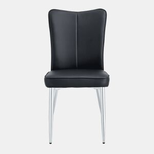 Cadeiras de sala de jantar 2 unidades 89 cm - modernas PU, pernas metálicas - preto prateado