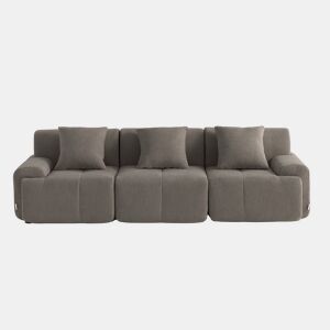 Sofá modular de 3 lugares, tecido chenille na cor castanho acinzentado