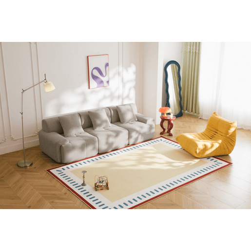 Sofá modular de 3 lugares, tecido chenille na cor bege areia