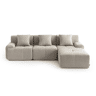 Sofá modular de 3 lugares com chaise longue, tecido chenille na cor bege areia