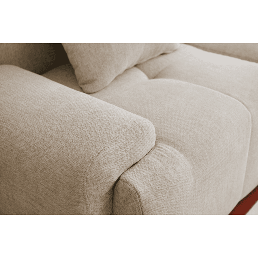 Sofá modular de 3 lugares com chaise longue, tecido chenille na cor bege areia