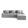 Sofá modular de 3 lugares com chaise longue, tecido chenille na cor cinza mineral