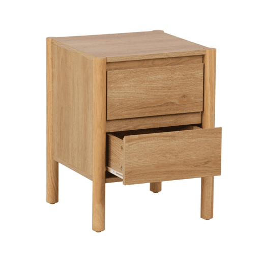 Mesa de cabeceira com 2 gavetas, set de 2, Harmony, Natural, 42x42x55 cm